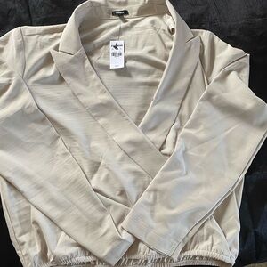 Express Beige Wrap Blouse